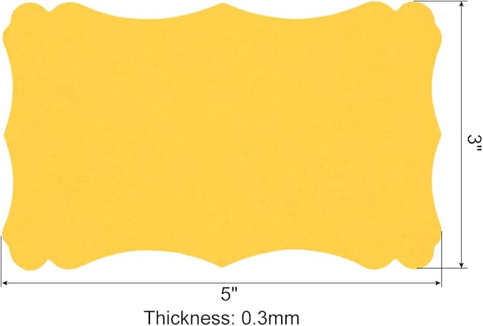 PATIKIL 3"x5" Blank Paper Business Cards, 50 Pack Small Index Flash Cards Words Message Note Card Mini Paper Tags Lace for DIY Gift, Yellow
