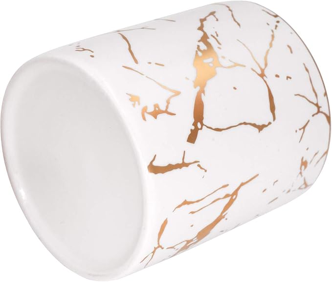 Pen Pencil Holder for Desk, Pencil Cup, Pen Pencil Stand Holder for Desk, Office Desk Organizer for Men Women Kids Ceramic Marble Makeup Brush Holder, White (Upgrade Style)