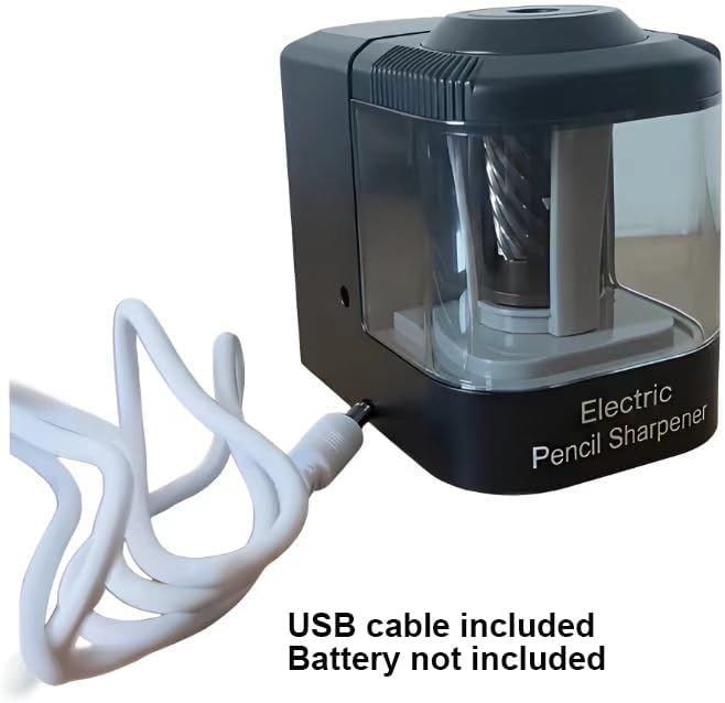 Dual Power Electric Pencil Sharpener Black, Heavy-Duty Helical Blade