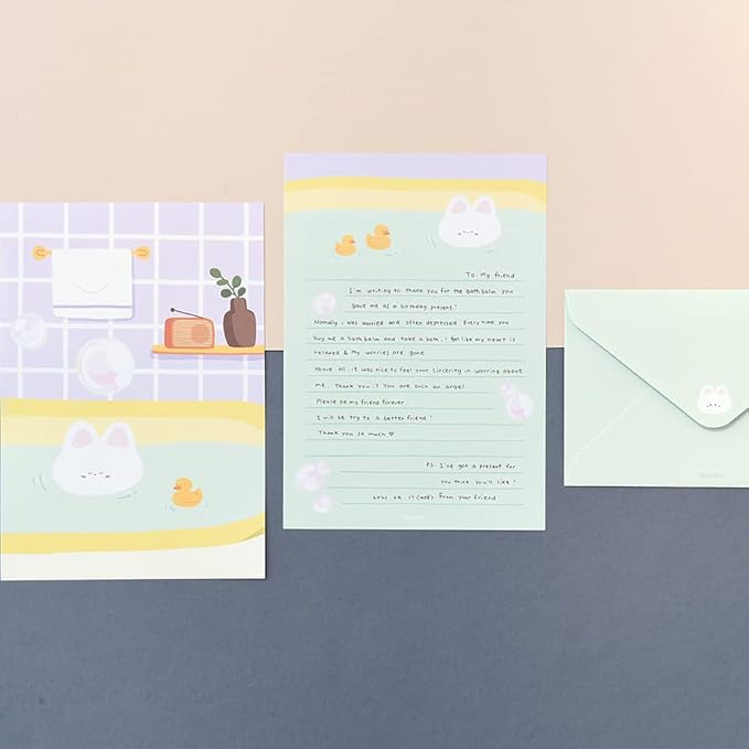Monolike Gureum's Daily Life Letter Paper and Envelopes Set - 8Type, 32 Letter Paper + 16 Envelopes