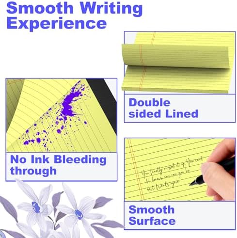 3 Pack Yellow Legal Pads 8.5 x 11 Inch, Wide Ruled Notepads Lined Memo Note Pads, 8.5x11 Inch Micro Perforated Writing Pads 30 Sheets Per Pad for Work Study Daily Note Taking List