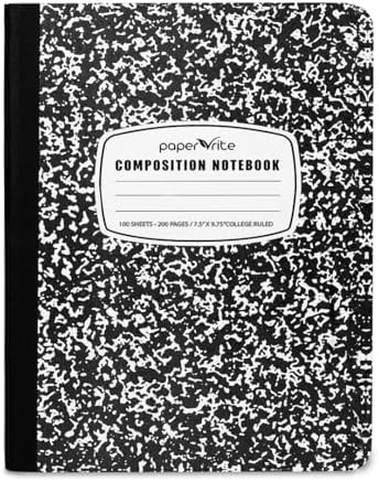 Marble Composition Notebook, College Ruled, Black, 100 Sheets (200 Pages)