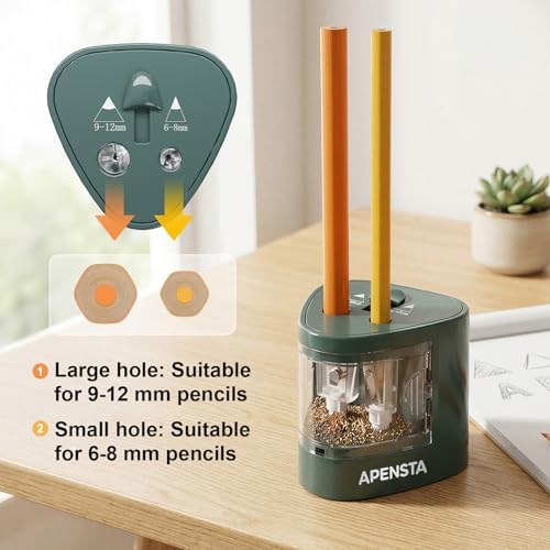 Automatic Electric Pencil Sharpener, Dual Hole, 6-12mm
