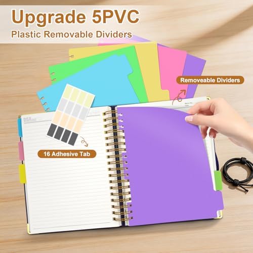 Hardcover Spiral Notebook Journal with Removable Dividers Tabs
