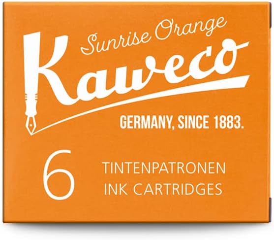 Kaweco Fountain Pen Ink Cartridges Sunrise Orange Pack of 6 | Premium Ink with Short Standard Cartridges in Orange | Vegan Cruelty Free Water Soluble Calligraphy Lettering Writing