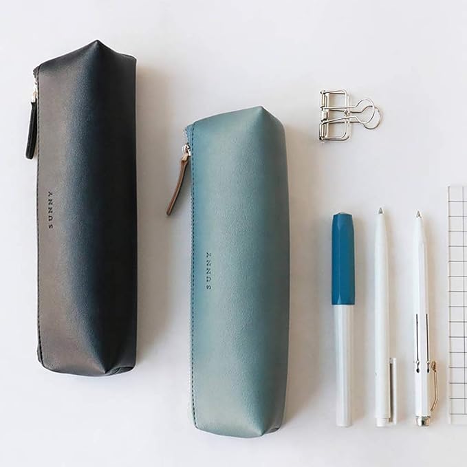 Doraking Pencil Bag Pen Case Cosmetic Makeup Bag Pen Pencil Stationery Pouch Bag Case/PU Leather Small Pencil Pouch Students Stationery Pouch Zipper Bag for Pens, Pencils, Markers (Black)