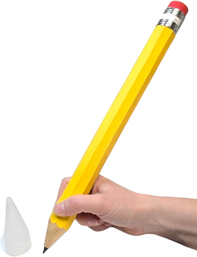 Zugar Land Giant Pencil 15" (4 Colors Available: Orange, Yellow, Blue and Green) Real Wood. Already Sharpened. Large Wooden Jumbo Pencils with Pink Top Erasers (4 Pack (4 Colors))