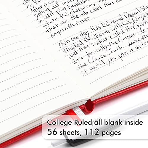 feela 3 Pack Pocket Notebook Journals with 3 Black Pens, A6 Mini Cute Small Journal Notebook Bulk Hardcover College Ruled Notepad with Pen Holder for Office School Supplies, 3.5”x 5.5”, Red