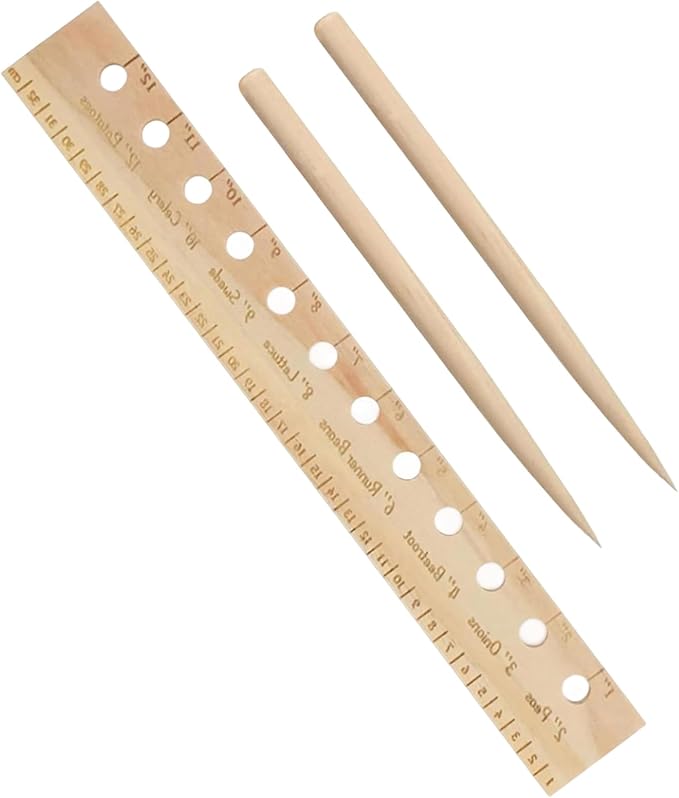 Seeding Ruler with Holes Wood, Seeding Ruler with Holes, Spacer Tool Seeder Planting Ruler, Wooden Measuring Tool for Seedings, Vegetable Planting Template