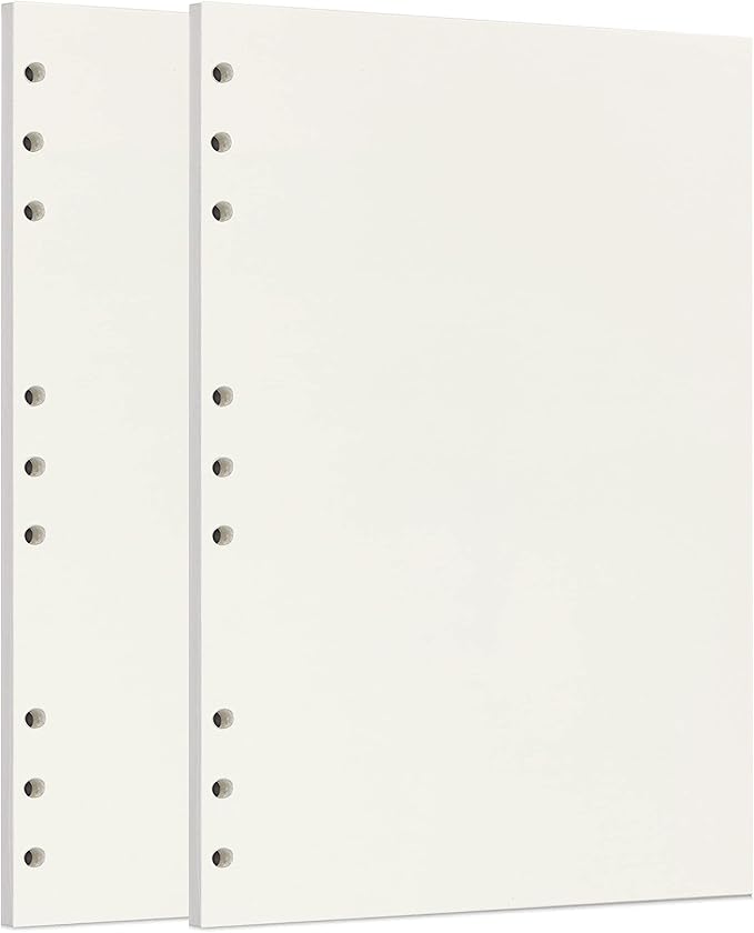 Zelten 2 Pack B5 90 Sheets/180 Pages Blank Loose Leaf Punched Paper Refills Paper for 9 Hole Binder Personal Organizer Diary Notebook Refillable Planner