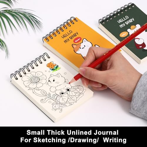Blank Page Journal 8pcs Small Blank Journal Unlined Mini Spiral Note Pads Mini Top Spiral Notebook 3.1" X 4.3" Small Notebook Unlined Pocket Notebook Blank Pages Spiral Notepads 160 Pages Unlined Notebook Little Memo Steno Note