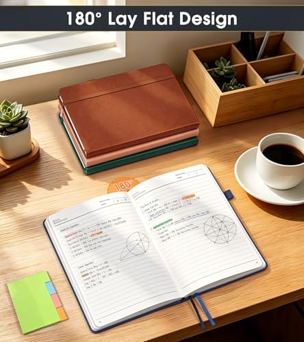 Lined Journal Notebook, A5 Hardcover Leather Journals for Writing, 160 Numbered Pages, 5.7'' x 8.3'' Journaling Notebooks for Men Women, Thick Paper College Ruled Journal for Work Office School, Navy
