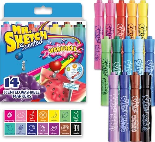 Mr. Sketch Scented Markers, Chisel Tip, Assorted Colors, 14 Count - Fun for Kids, Coloring, Spark Creativity, Arts & Crafts