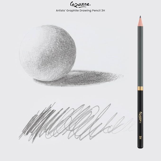 Cezanne Graphite Drawing Pencils Set - 3H, Set of 12 Break-Resistant Graphite Lead, Easy-to-Sharpen Sketch Pencils, Master Artist Quality Graphite Pencils for Technical and Artistic Drawing