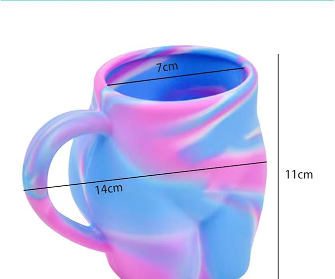 Coffee Mug 360ml:Hippie Hops - Silicone Handled Unbreakable Cups, Hot/Cold Drinks, Dishwasher-Microwave-Freezer-Oven Safe