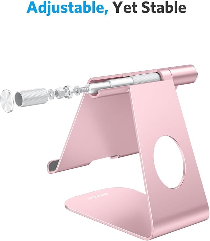 OMOTON Tablet Stand Holder Adjustable, T1 Desktop Aluminum Tablet Dock Cradle Compatible with iPad Air/Mini, iPad 10.2/9.7, iPad Pro 11/12.9, Samsung Tab and More, Rose Gold