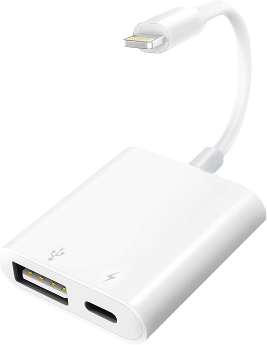 Lightning to USB Camera Adapter with Charging Port for iPhone Portable USB 3.0 Female OTG Cable for iPad to Connect Card Reader USB Flash Drive U Disk Microphone Keyboard Mouse Hubs Midi