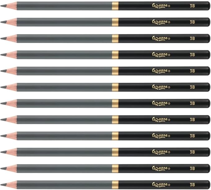 Cezanne Graphite Drawing Pencils Set - 3B, Set of 12 Break-Resistant Graphite Lead, Easy-to-Sharpen Sketch Pencils, Master Artist Quality Graphite Pencils for Technical and Artistic Drawing