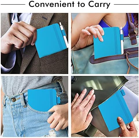 feela 3 Pack Pocket Notebook Journals, Mini Cute Small Journal Notebook Bulk Hardcover College Ruled Notepad with Pen Holder for Office School Supplies, with 3 Black Pens, 3.5”x 5.5”, A6, Teal