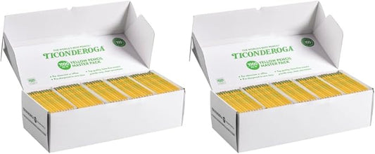 Ticonderoga Wood-Cased Pencils, Pre-Sharpened, 2 HB Soft, Yellow, 1000/Box, Pack of 2 Boxes, 2000 Pencils Total