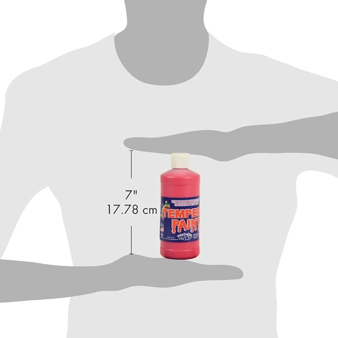 Constructive Playthings Washable Tempera Paint for Kids, Classroom Painting Supplies, 1 Pint, Red