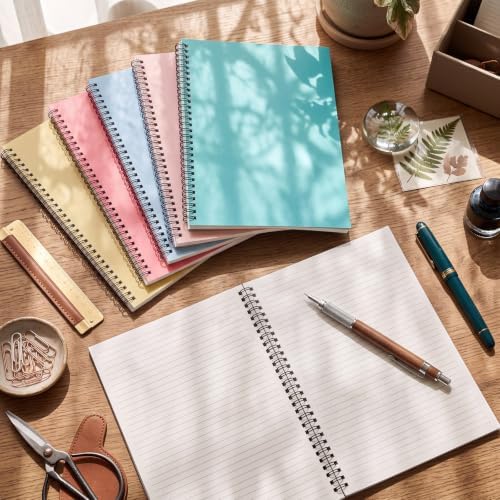 Fuutreo 6 Pack Spiral Notebook 10.5x7.45 Notebook,Artistic Color,Bright