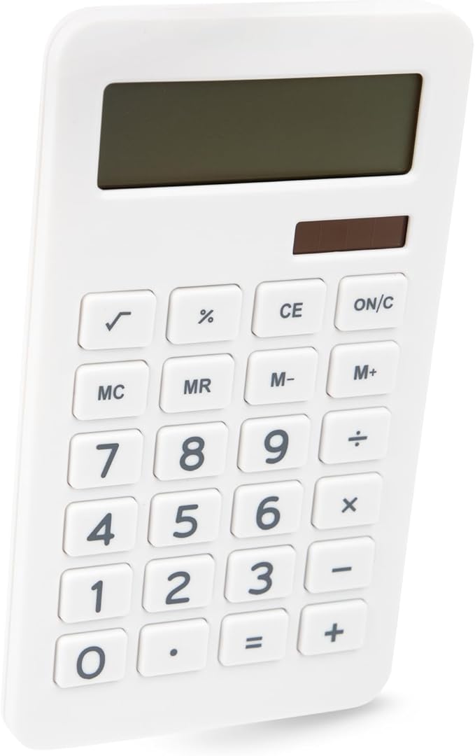JAM PAPER Desktop Calculator - 10 Digit LCD Display - 3 3/4 x 6 3/4 Inches - White - Sold Individually