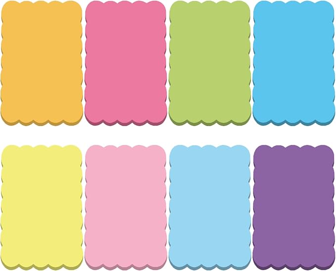 Eaasty 8 Pack Scalloped Aesthetic Sticky Notes Bulk Colorful Cute Wavy Self Sticky Note Pads 4" x 6" Blank Rainbow Colors Note Pads for Back to School Office Supplies 240 Sheets