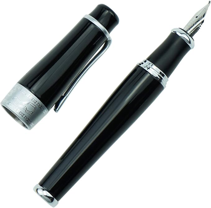 Asvine Charlie Chaplin Commemorative Black Fude Pen, Chinese Calligraphy Bent Nib Black Fountain Pen Fine to Broad by Duke