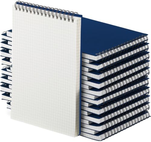 Engrowtic 24 Pack Graph Paper Spiral Notebook A5,Blue