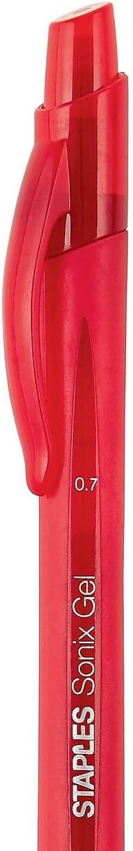 STAPLES Sonix Retractable Gel Pens, Medium Point, Red Ink, 36/Carton | Retractable gel pens for everyday writing tasks