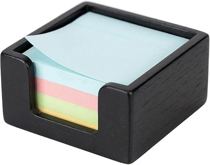 Wood Sticky Note Holder, Post It Note Dispenser for Office Desk Accessories, Self Stick Note Pad Holder, Memo Pad Holder Dispenser Organizer for School Office Desk Supplies, Black