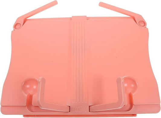 Portable Reading Rack and Music Book Stand, Soft Pink Multi-Functional Desktop Holder for Home Study and Sheet Music, Adjustable Book Holder for Reading and Practice