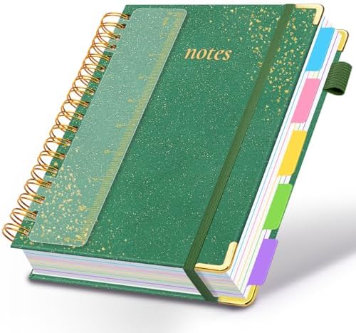 Hardcover Spiral Notebook with Tabs & Dividers, 8"x10" 5 Subject