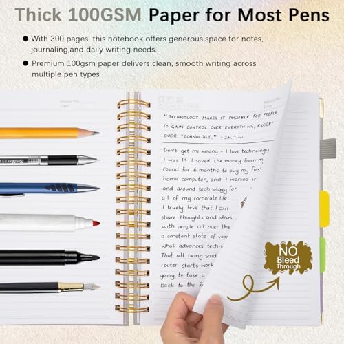 Hardcover Spiral Notebook with Tabs & Dividers, 8"x10" 5 Subject