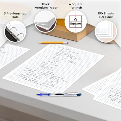 Rosmonde 90 Pack Graph Paper Bulk, 13500 Sheets, Bulk Loose Leaf Paper