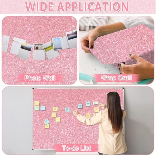 Glitter Pink Bulletin Board Roll Non-Woven Fabric Poster 15.7" x 20 Ft