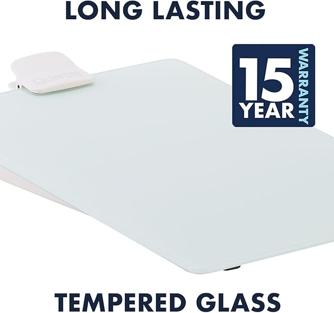 Quartet Dry Erase White Board 9"W x 11"H Desktop Glass Pad with Removable Clip and Marker, White (GDE119)