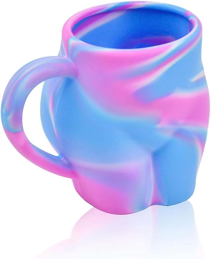 Coffee Mug 360ml:Hippie Hops - Silicone Handled Unbreakable Cups, Hot/Cold Drinks, Dishwasher-Microwave-Freezer-Oven Safe (Pink blue)