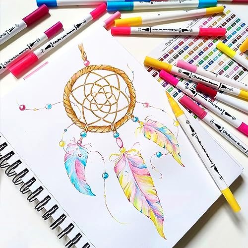 Ohuhu Adult Coloring Book Markers 160 Color Dual Tip Water-Based-Maui-White