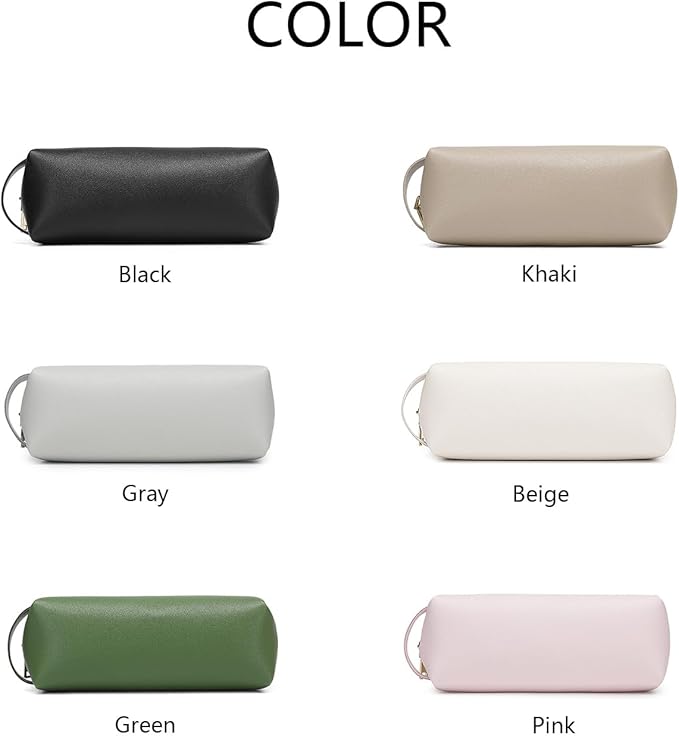 Pencil Case Soft School Pencil Pouch Bag for Easy Carry Stylish and Durable (Beige,Faux leather)