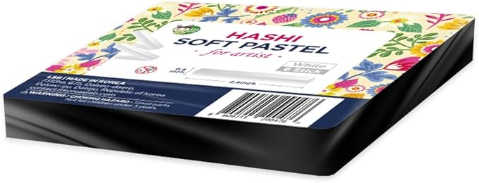 HA SHI Professional Soft Chalk Pastels for Adult Artists, Square Artist Grade Drawing Media, White, 6 Sticks