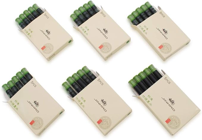 30pcs JINHAO Ink Cartridges Fountain Pen Refills for JINHAO and Baoer Pen Standard Size (Green Bamboo)