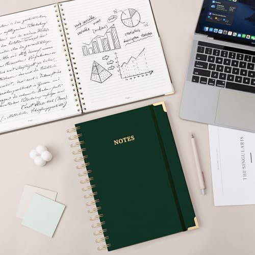 ALKALO Spiral Notebook Journal, 328 Pages Linen Hardcover College Ruled Notebook, Lined Thick Journals for Women Men, A4 Thick Spiral Journal for Writing, 100GSM Paper, Cute Notebooks for Work School