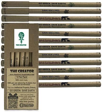 THE CREATOR - PLANTABLE Pens One pen reduces 6g of plastic added to the environment Go Green - Save Earth Give a gift that speaks to the Heart, WILDLIFE Theme (12 pack)