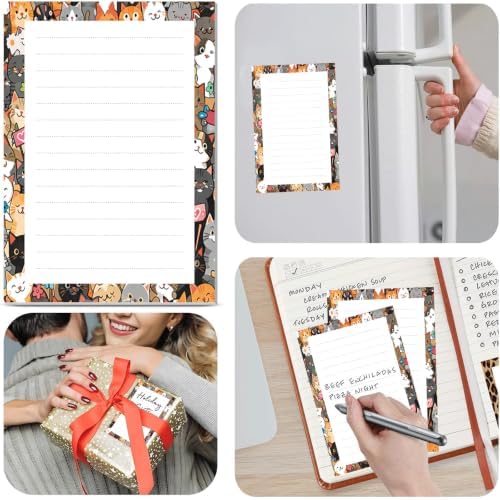 2 Pack Lined Sticky Notes 4x6 in, Cute Self-Stick Notepads with Lines, Large Memo Pads Strong Adhesive for Office, Home Colorful Cute Cats