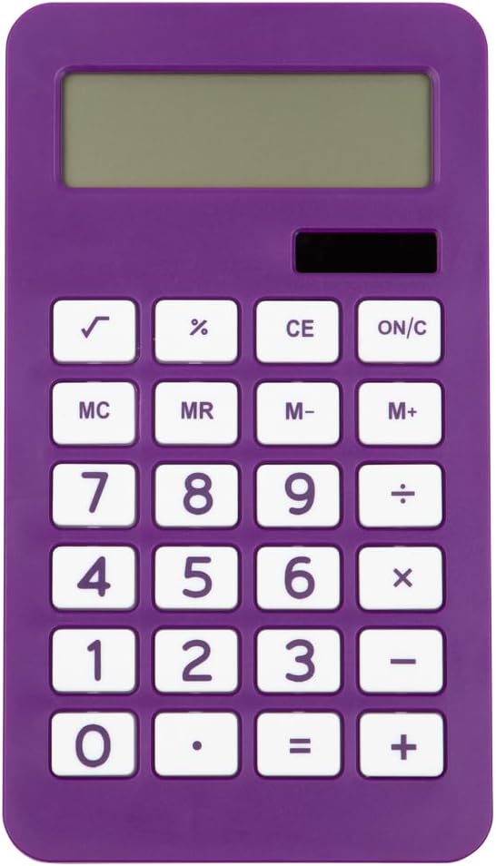 JAM PAPER Desktop Calculator - 10 Digit LCD Display - 3 3/4 x 6 3/4 Inches - Purple - Sold Individually