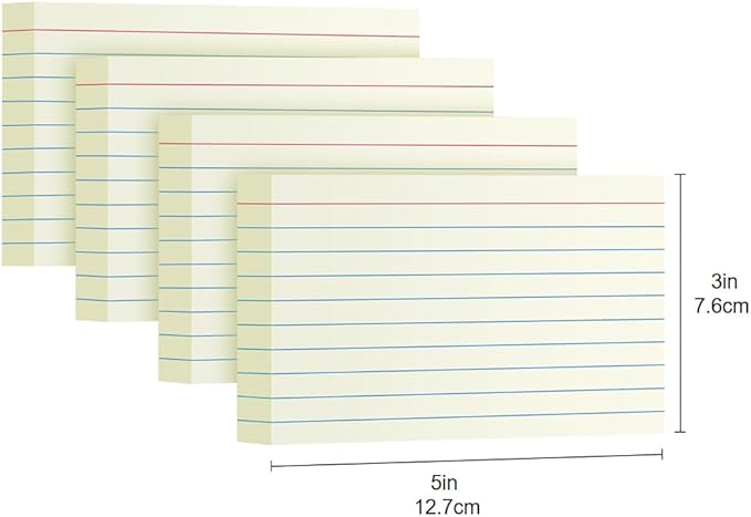 YIZUUN Cream Index Cards 3x5, 200 Pack, Ruled Index Cards, Flash Cards for Studying, Heavy Note Cards for Office, Home and School, 4 Packs of 50