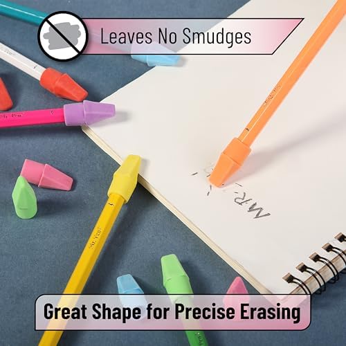 Mr. Pen- Pencil Erasers Toppers, 240 Pack, Colorful, Latex Free, No Smudge