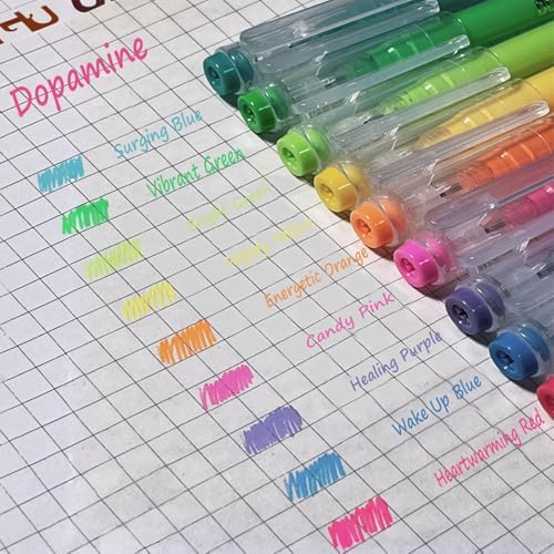 9 Colored Gel Pens Set, 0.6mm Fine Point for Black Paper & White Paper, Pens for Journaling, Adult Coloring Books, Bible, Drawing, Note Taking, Art & Journaling Supplies (Dopamine)